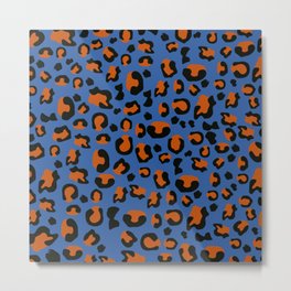 Jungle - Leopard Pattern Blue Metal Print