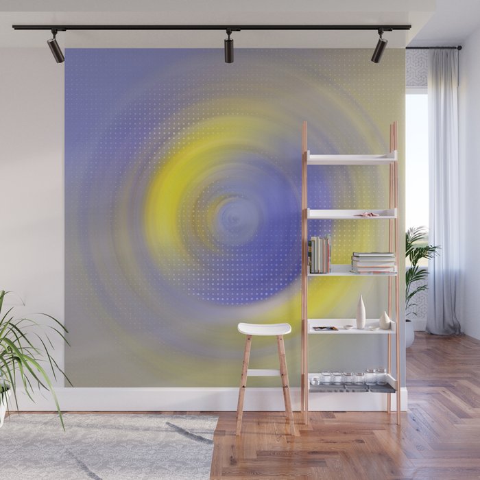 Yellow Blue Fluid Wall Mural