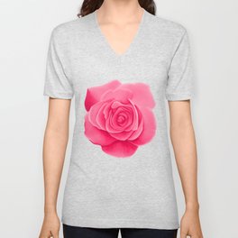 Pink Rose Drawing V Neck T Shirt