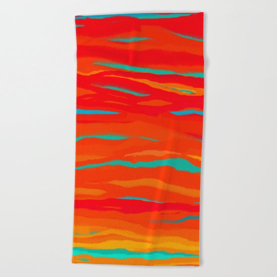 Ripped Turquoise Sunset Gradient Sky Beach Towel