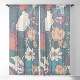 Botanical pattern 008 Sheer Curtain