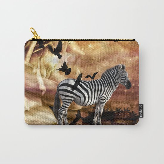 Beautiful zebra with birds Carry-All Pouch