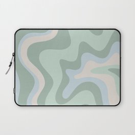 Retro Liquid Swirl Abstract Pattern Celadon Mint Green Baby Blue Beige  Laptop Sleeve
