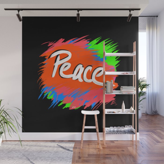 Peace (retro neon 80's style) Wall Mural