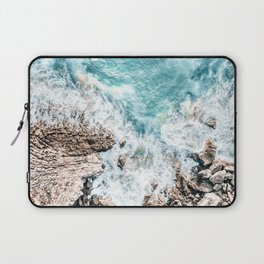 Ocean Coastal Print, Aerial Beach Print, Summer Home Decor Wall Art, Beach Umbrellas, Portugal Print Laptop Sleeve