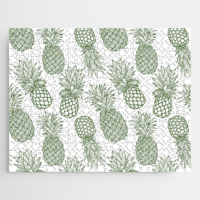 Fresh Pineapples White & Green Jigsaw Puzzle