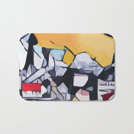 Abstract 100 #1 Bath Mat | Town, Abstract, Graphicdesign, Fisherman, Sandwoman 