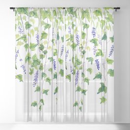 Ivy and Lavender Watercolor Sheer Curtain