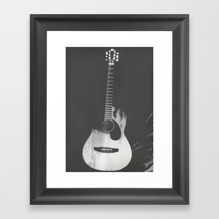 Black and White Guitar Framed Art Print