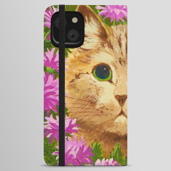 Cat Amongst the Flowers by Louis Wain iPhone Wallet Case