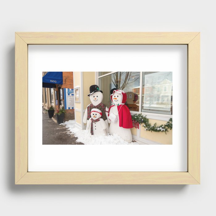 snow man family display  Recessed Framed Print