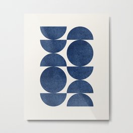 Blue navy retro scandinavian Mid century modern Metal Print | Abstract, Navy, Monochrome, Scandinavian, Midcentury, Geometric, Bauhauspattern, Pattern, Midmod, Retro 