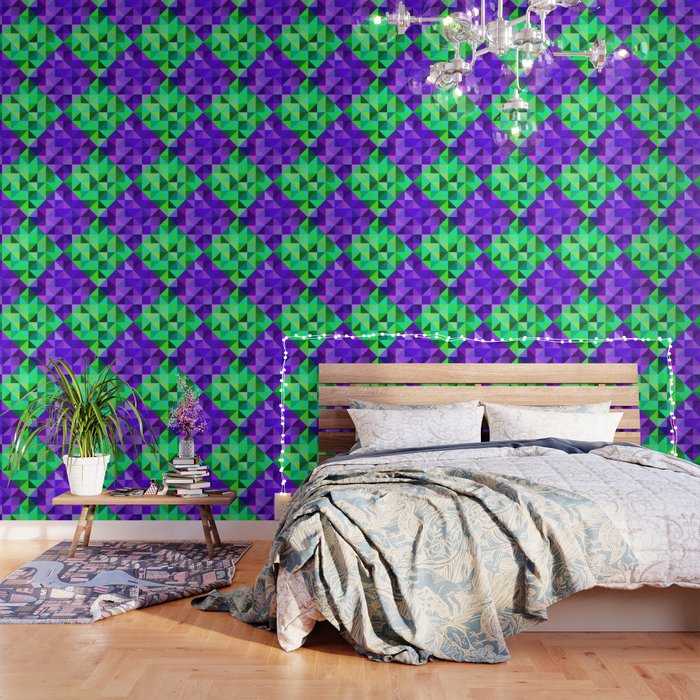 Green Purple Digital Quilt Wallpaper By Thecolorfulspectrum