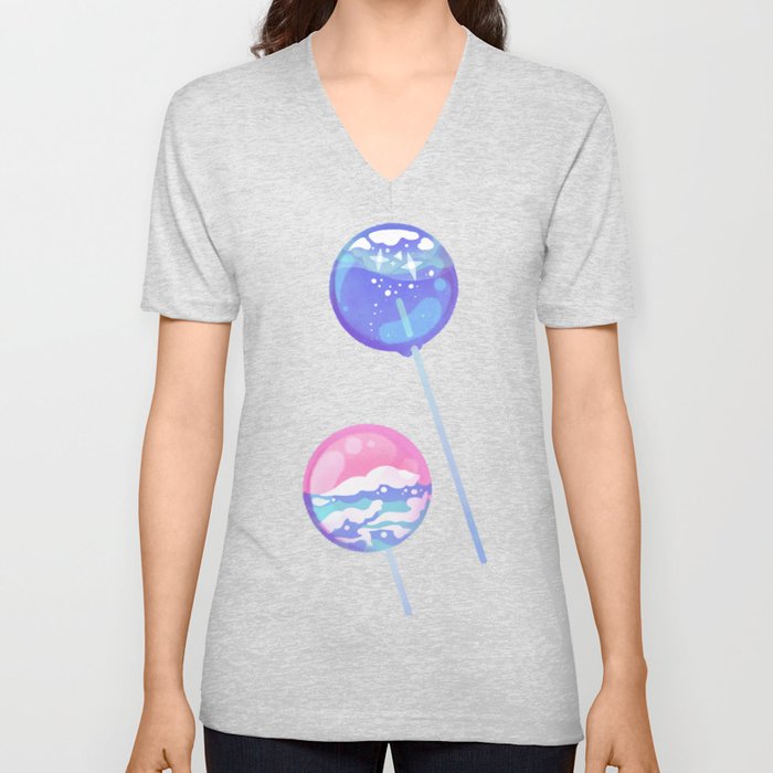 Ocean Blue Lollipop V Neck T Shirt