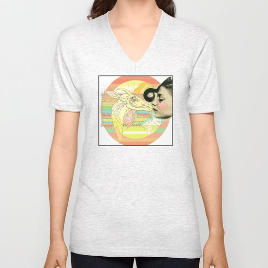 luv el chivo, la cabra Unisex V-Neck