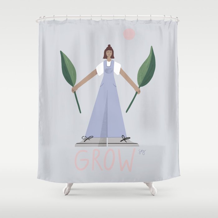 Growing plant girl  Shower Curtain