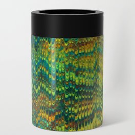 Abstract Organic Pattern Green and Yellow Can Cooler