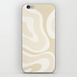 Modern Retro Liquid Swirl Abstract in Light Linen Beige iPhone Skin