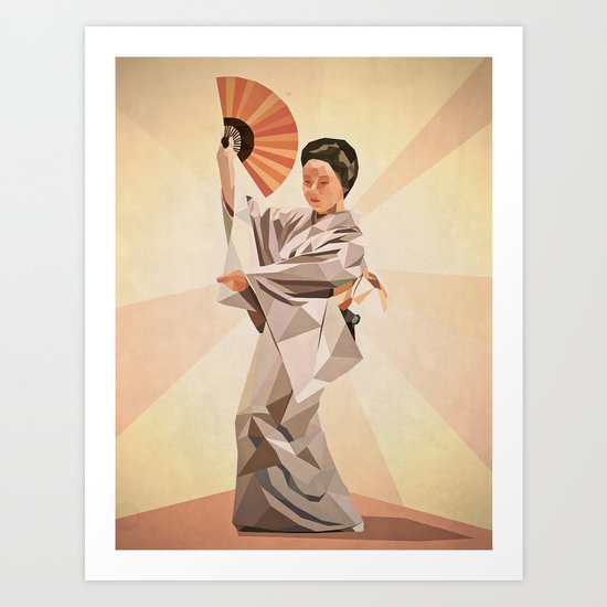 polygonal japanese dancer Art Print