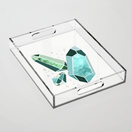 Shine Sparkle Bright Emerald Aqua Agate Gem Acrylic Tray