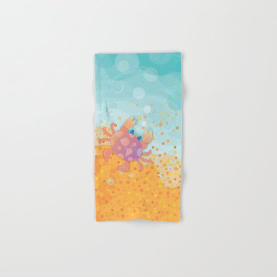 Cute Crab, Aqua Ocean, California Sunshine Hand & Bath Towel