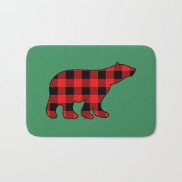 Red Plaid Bear Bath Mat | Bear, Digital, Redplaid, Bears, Graphicdesign, Lovebears, Christmasbear, Redandblackplaid, Holidaybear, Bearlover 