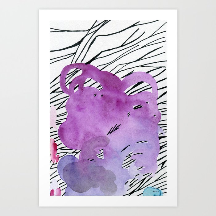 Purpura -purple abstract watercolor and line drawing Kunstdrucke