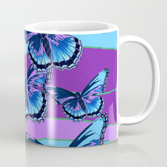 MODERN INDIGO BLUE BUTTERFLIES & PURPLE  HORIZON LANDSCAPE Coffee Mug