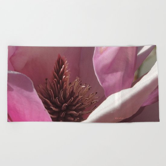 Magnolia Blossom Heart Beach Towel