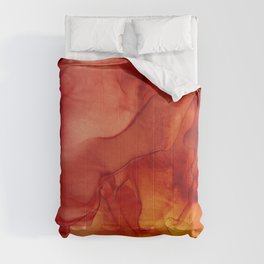 Red Sunset Abstract Ink Painting Red Orange Yellow Flame Comforter