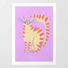 Pink tiger cat Art Print