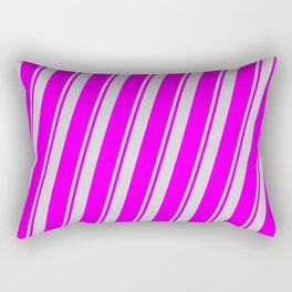 [ Thumbnail: Light Gray and Fuchsia Colored Striped/Lined Pattern Rectangular Pillow ]