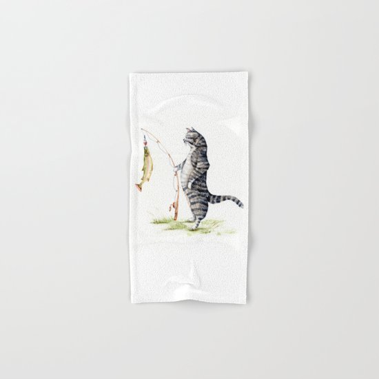 Cat with a Fish Hand & Bath Towel