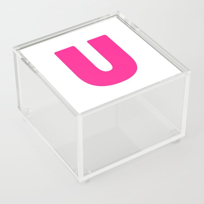U (Dark Pink & White Letter) Acrylic Box