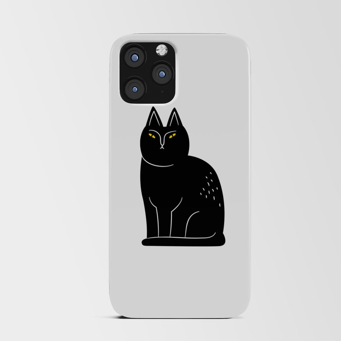Creepy black cat cartoon animal illustration iPhone Card Case
