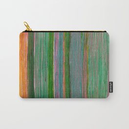 Striped columns Carry-All Pouch | Painting, Nature, Pattern, Pinks, Cactusleaf, Cactus, Greens, Stripes, Mixed Media, Yellow 
