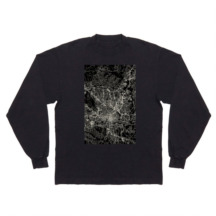 Raleigh USA - Black and White City Map Long Sleeve T Shirt
