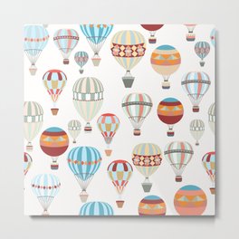 Adventure illustration pattern with air balloons in vintage hipster style Metal Print | Culture, Creative, Pattern, Air, Subculture, Retro, Vector, Shape, Hipster, Decorative 