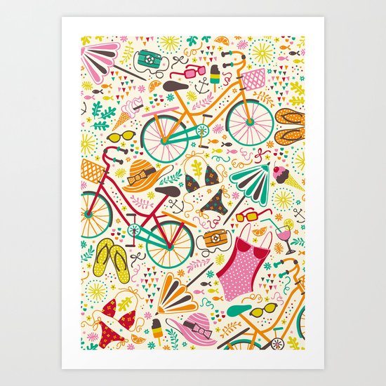 Seaside Cycle Art Print