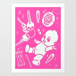 Stuff Art Print | Cute, Pink, Kewpies, Painting, Tamagotchi, Kitsch 