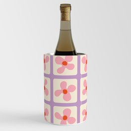 Retro Flowers Pattern - Violet Wine Chiller
