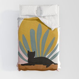 The Cat and The Sun III Duvet Cover