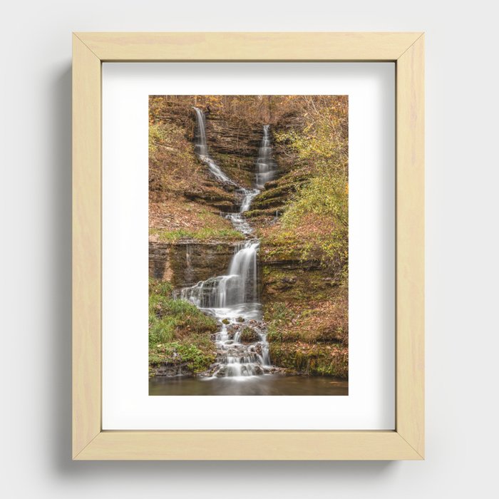 Falling Cascades Along Dogwood Creek In Autumn Recessed Framed Print