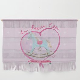 Blue horse in pink heart Wall Hanging