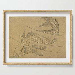 Swimming Carp by Hokusai Serving Tray