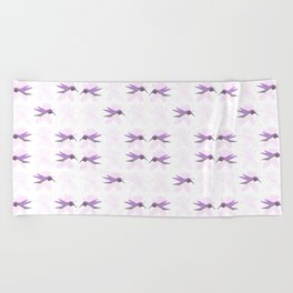 Small Lavender Hummingbird Shimmer Cheeks Beach Towel