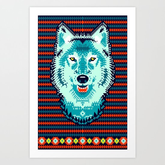 Geometric Wolf Art Print