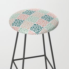 Abstract Round Shapes checkered pattern - Corail and Green  Bar Stool