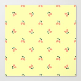 Bohemian Hand Drawn Bright Yellow and Peach and Floral Print Canvas Print