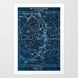 1900 Star Constellation Map - Chart Vintage Poster Art Print